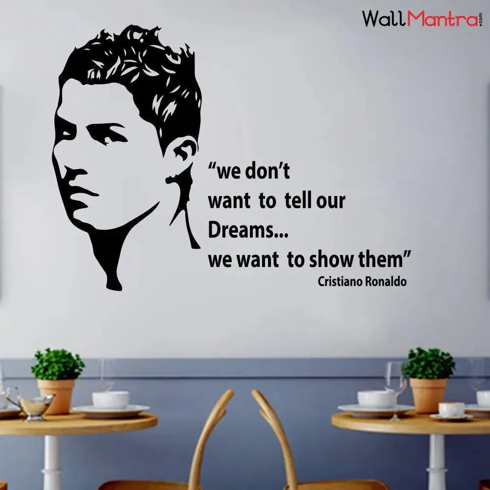 Cristiano Ronaldo with Quote Sports Wall Sticker