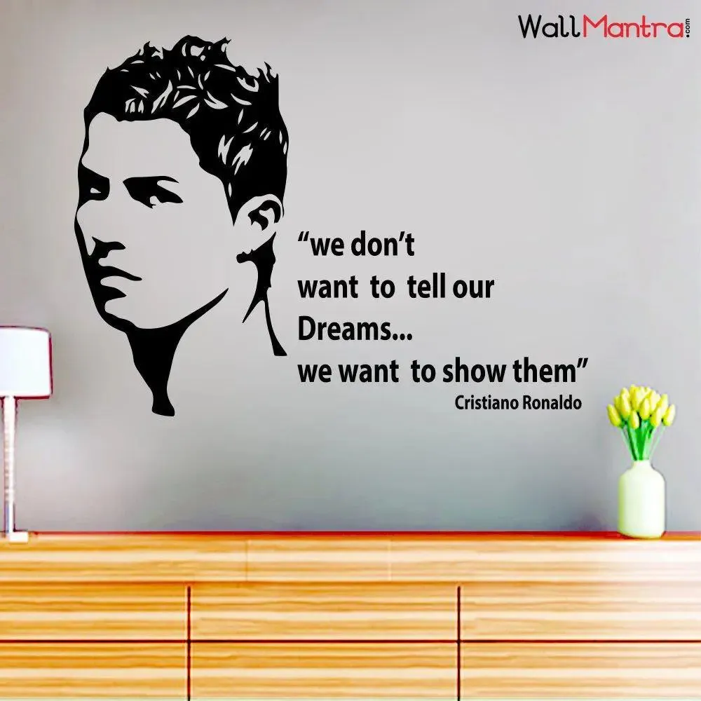 Cristiano Ronaldo with Quote Sports Wall Sticker
