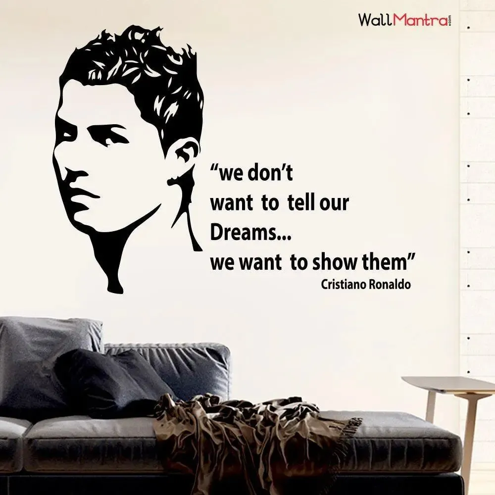 Cristiano Ronaldo with Quote Sports Wall Sticker