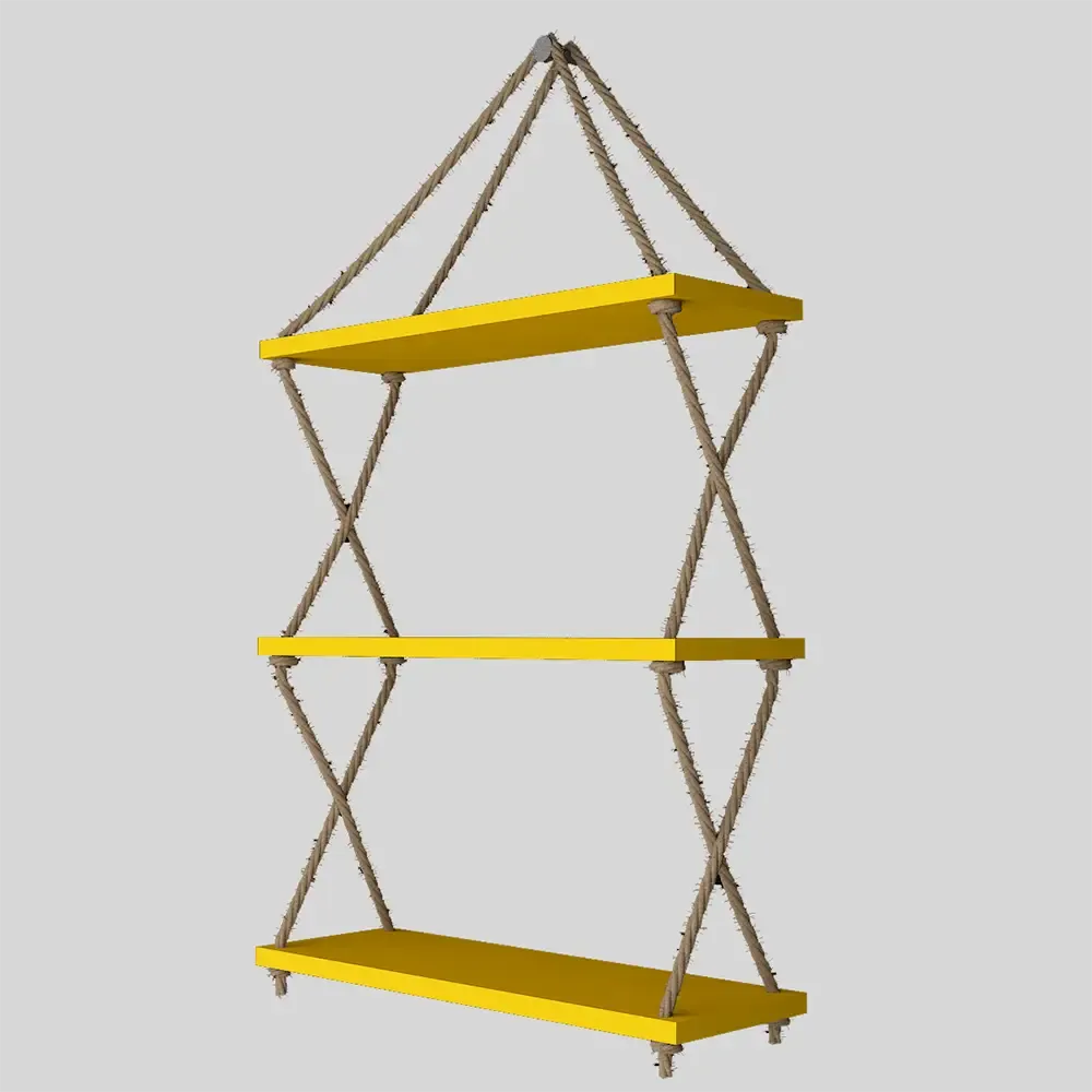 Cross Rope Wall Hanging Shelf Yellow