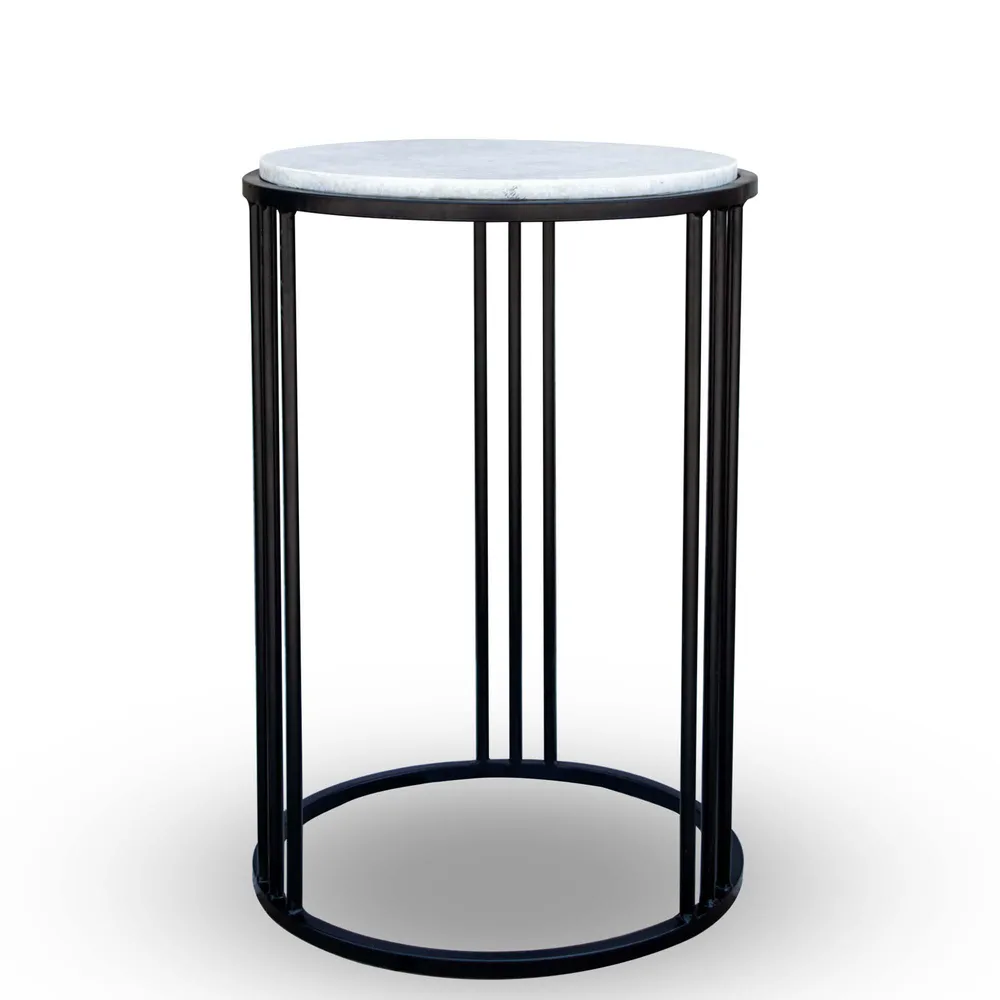 Crossing Half Circles Golden Metal Side Table