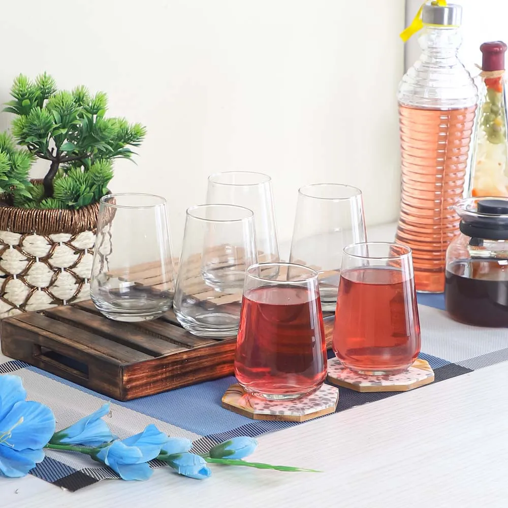 Crystal Clear Barrel Shaped Water Glass Set Of 6