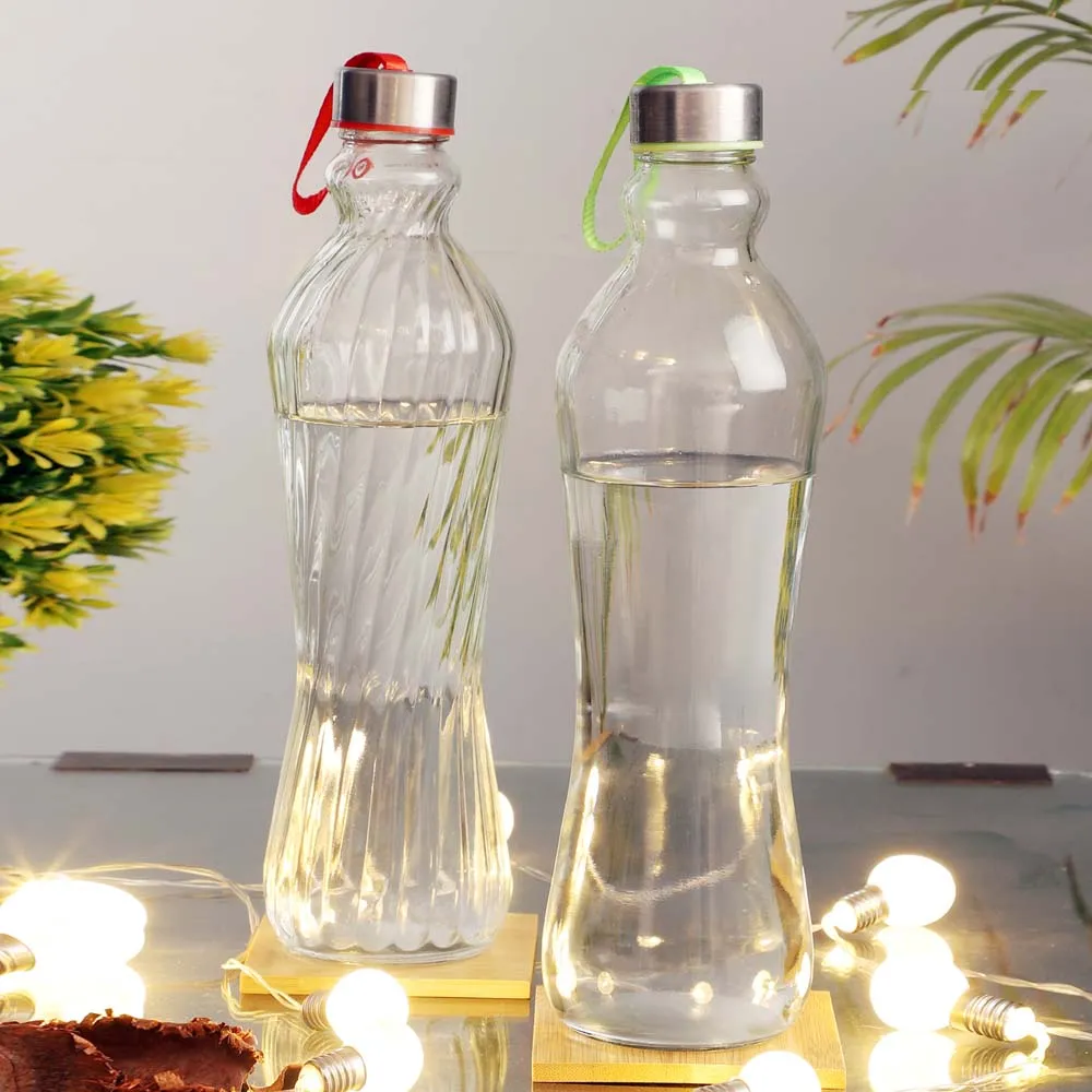 Crystal Clear Basic Transparent Glass Bottles Set Of 2