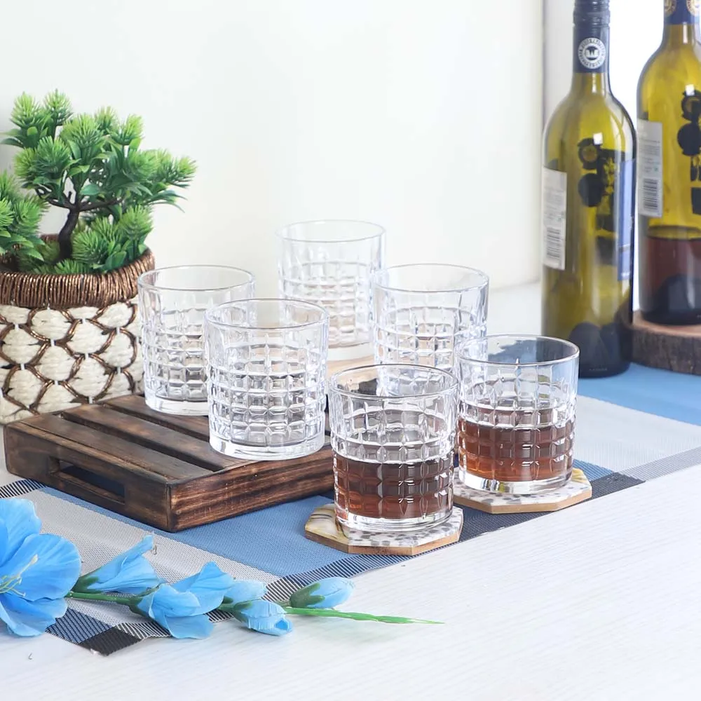 Crystal Clear Brick Designer Juice Glass Set Of 6