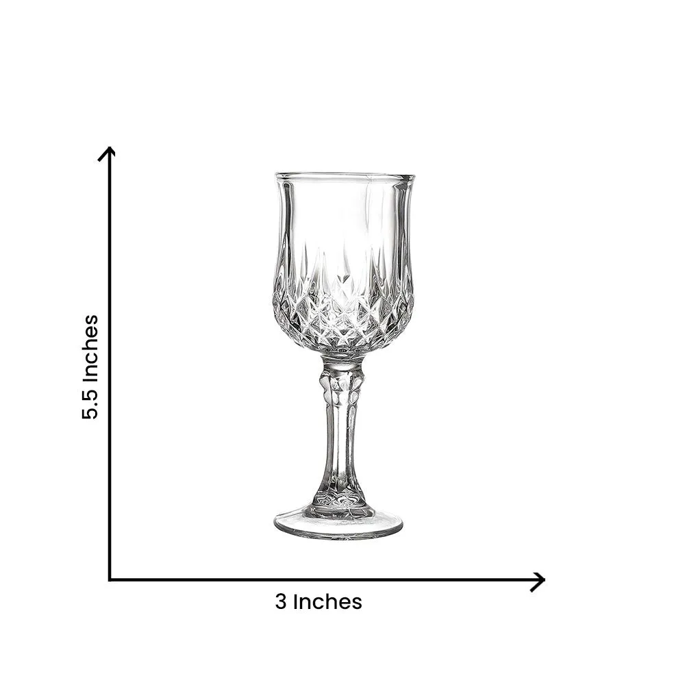 Crystal Clear Diamond Cut Wine Glasses Set Of 6