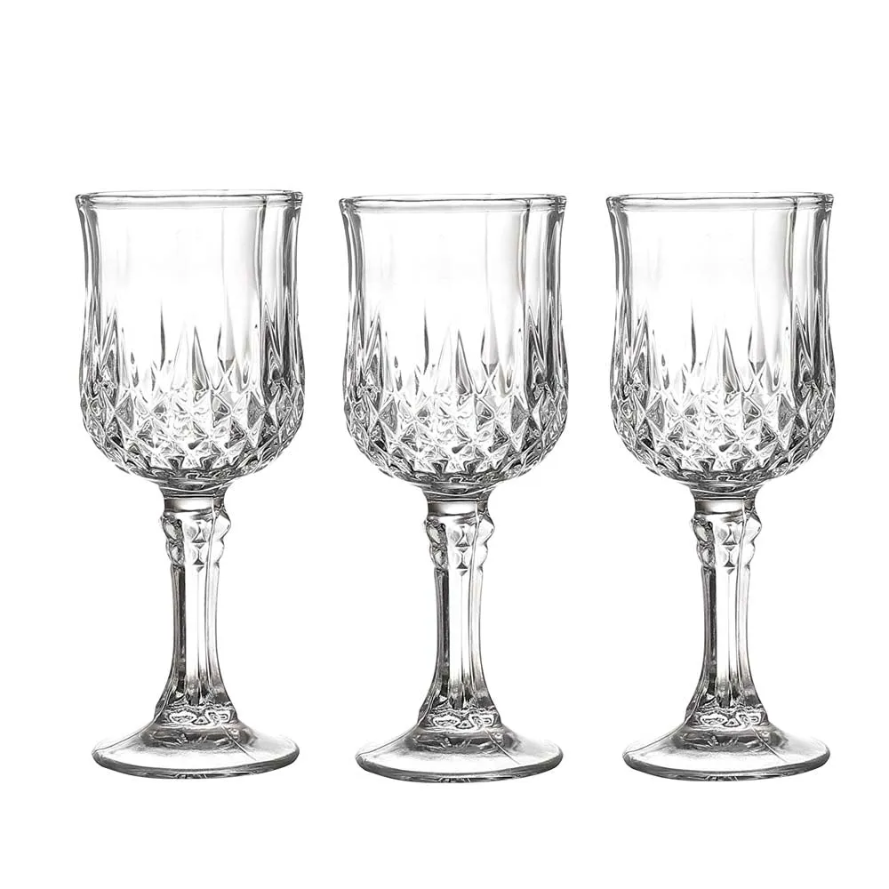 Crystal Clear Diamond Cut Wine Glasses Set Of 6