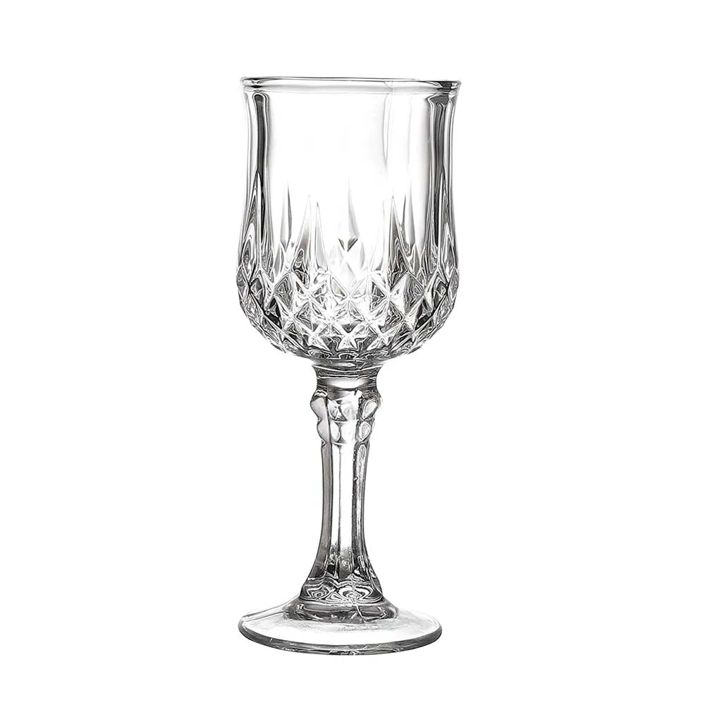 Crystal Clear Diamond Cut Wine Glasses Set Of 6