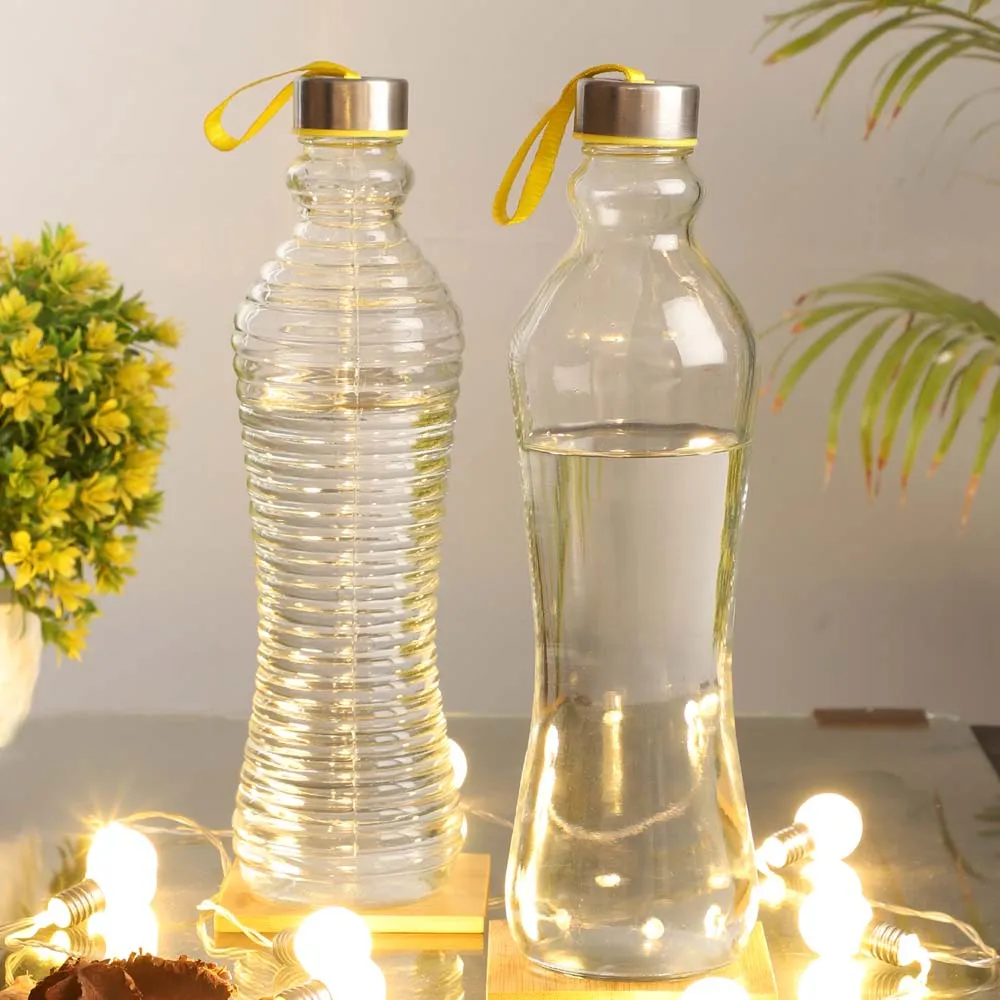 Crystal Clear Minimalist Transparent Glass Bottles Set Of 2