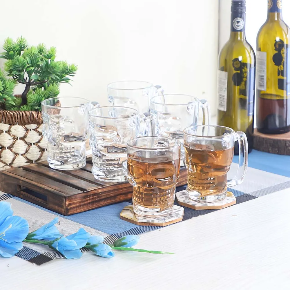 Crystal Clear Skull Designed Beer Glass Set Of 6