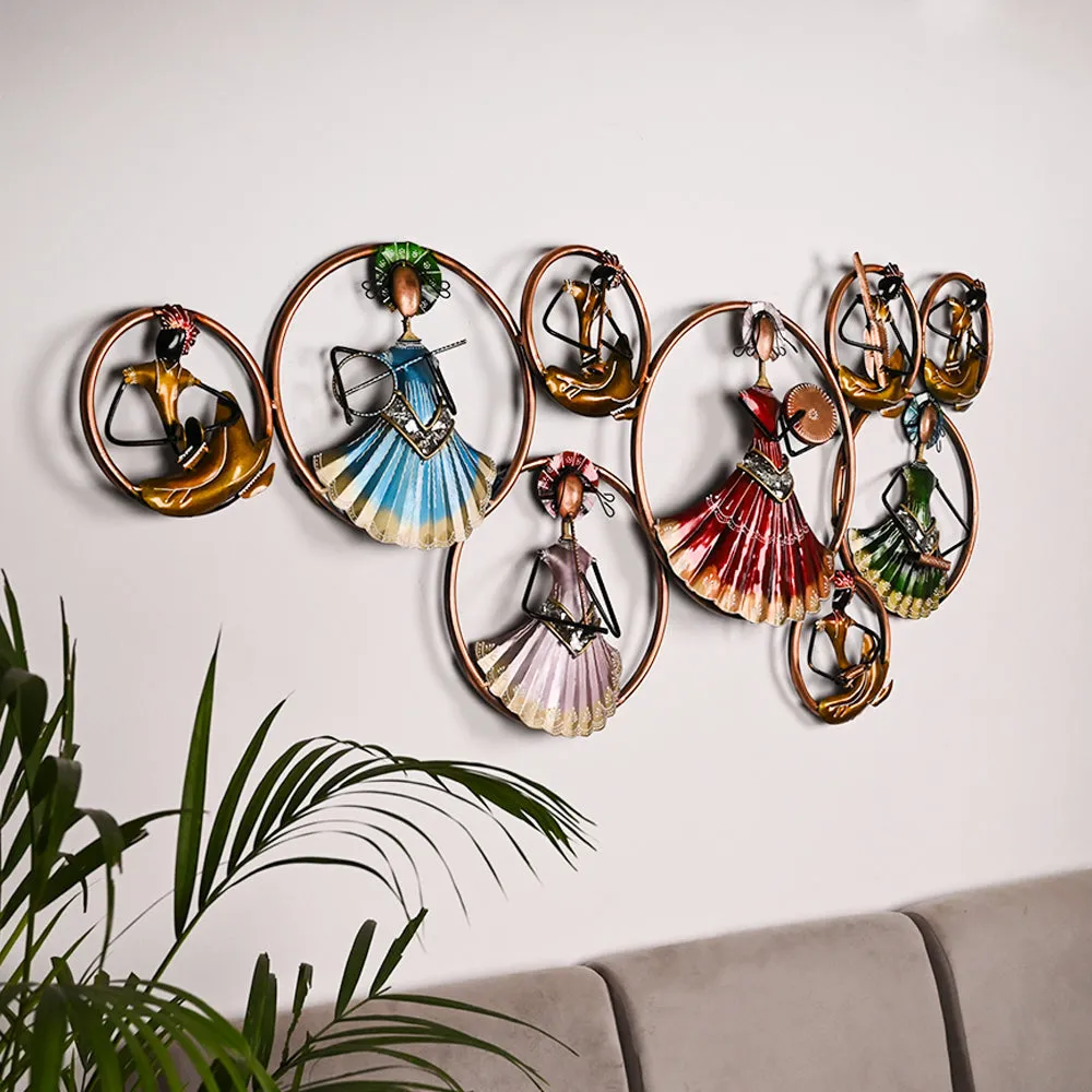 Cultural Ensemble Dancing Doll Metal Wall Art With Led Lights