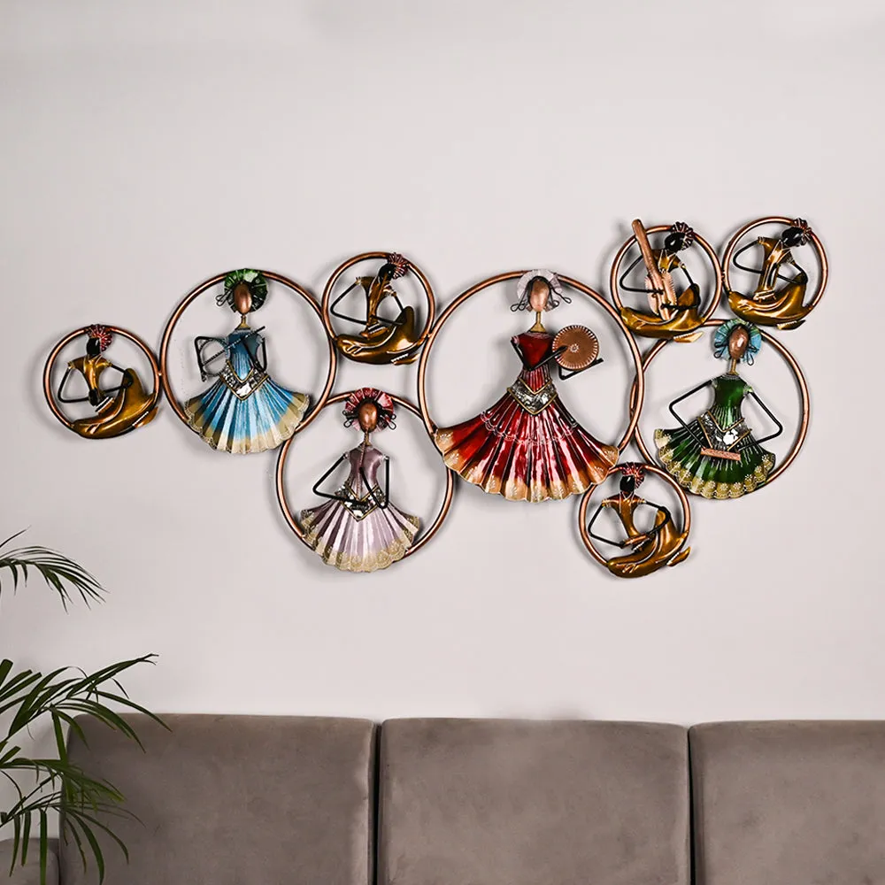 Cultural Ensemble Dancing Doll Metal Wall Art With Led Lights