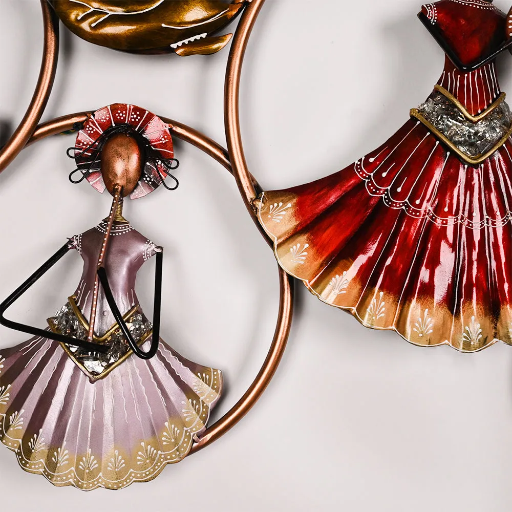 Cultural Ensemble Dancing Doll Metal Wall Art With Led Lights