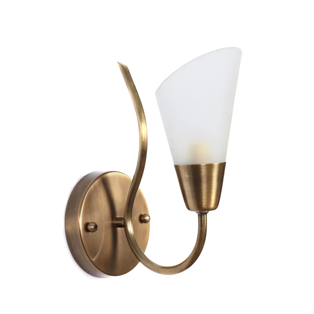 Curved Conical Glass Fixture White Wall Light