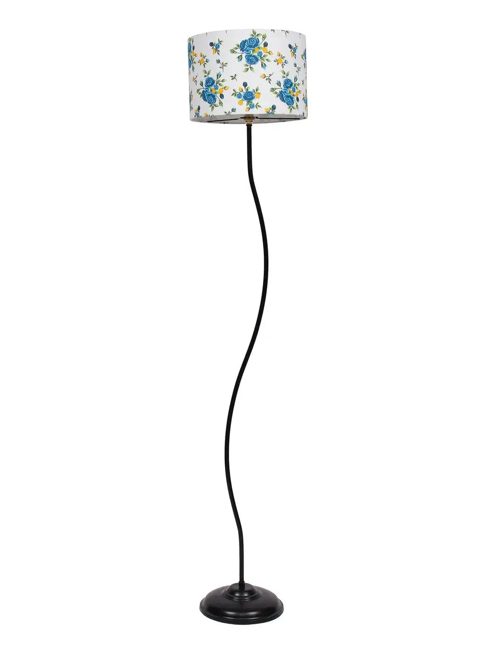 Curvy Multicolour Floor Lamp With Cotton Shade