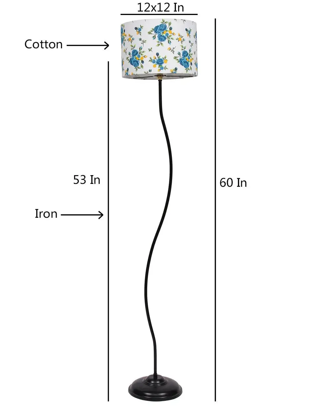 Curvy Multicolour Floor Lamp With Cotton Shade