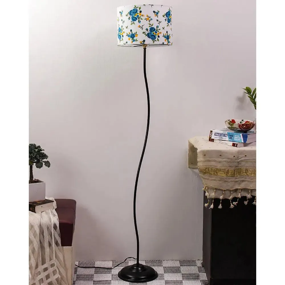 Curvy Multicolour Floor Lamp With Cotton Shade