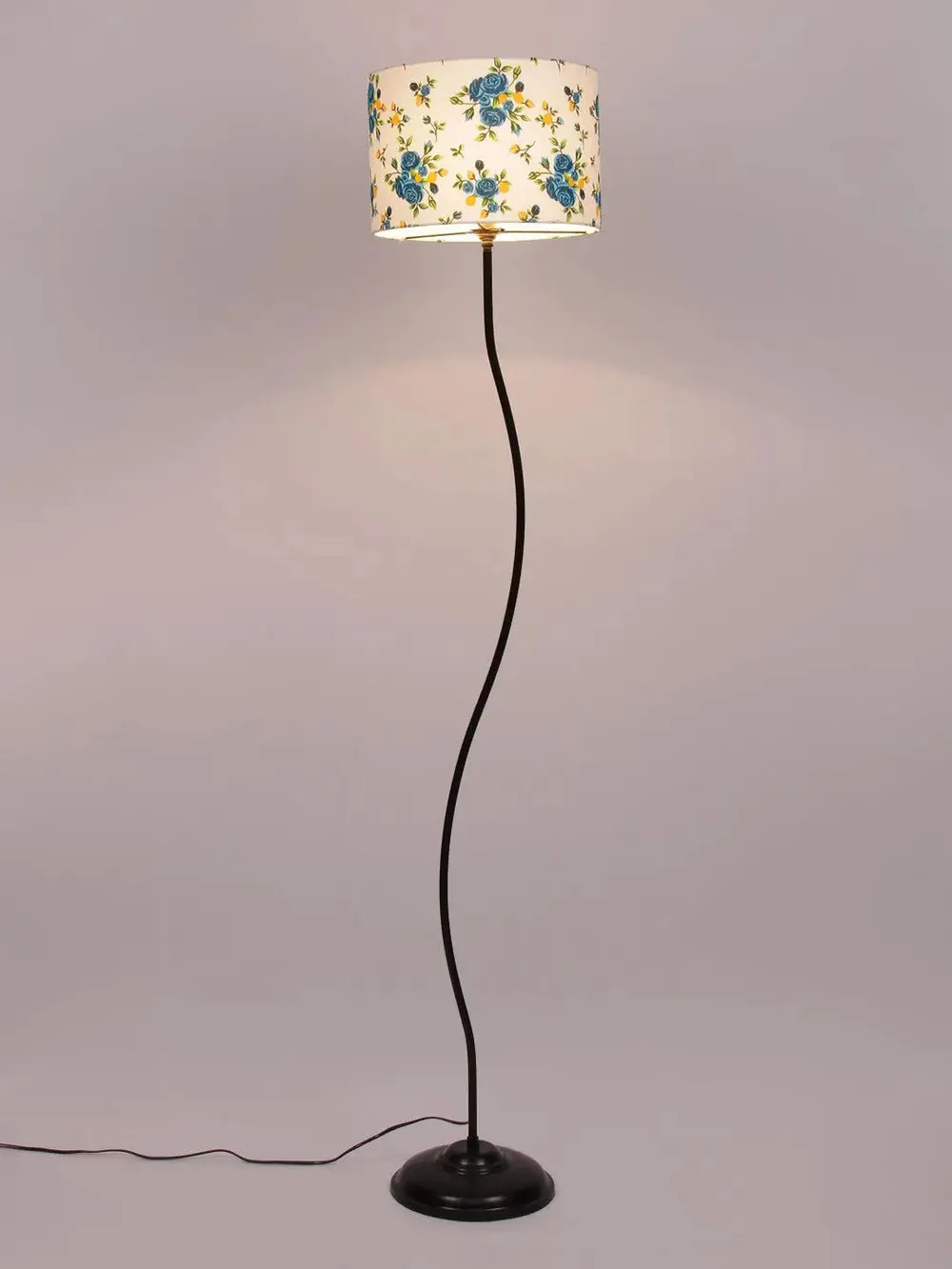 Curvy Multicolour Floor Lamp With Cotton Shade