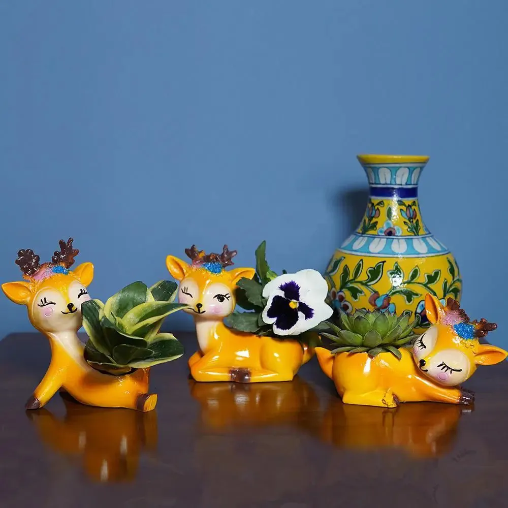 Cute Baby Fox Desk Planter Flower Pot for Home Decor Set of 3