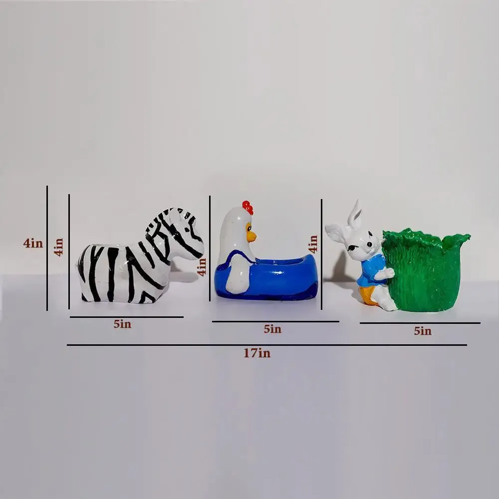 Cute Cartoon Animals Family Desk Planter Flower Pot for Home Decor Set of 2
