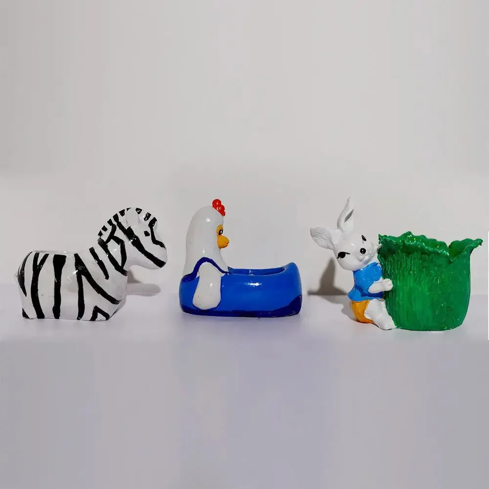 Cute Cartoon Animals Family Desk Planter Flower Pot for Home Decor Set of 2