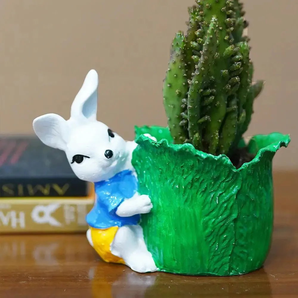 Cute Cartoon Animals Family Desk Planter Flower Pot for Home Decor Set of 2