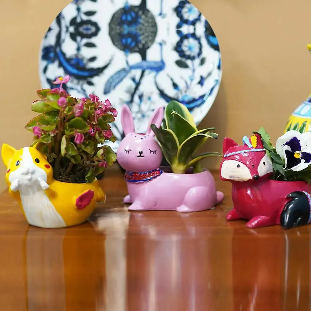Cute Clever Animals Desk Planter Flower Pot for Home Decor Set of 3