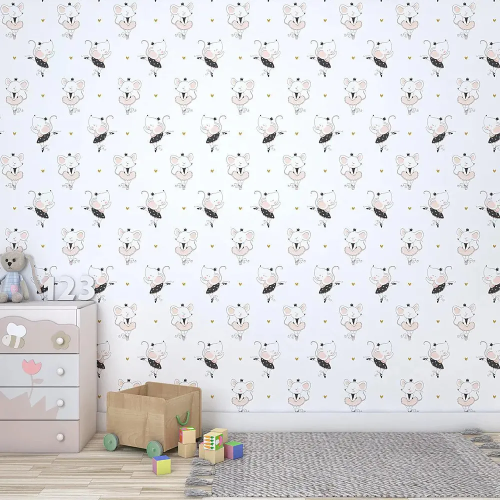 Cute Dancing Rat Kids Self Adhesive Wallpaper