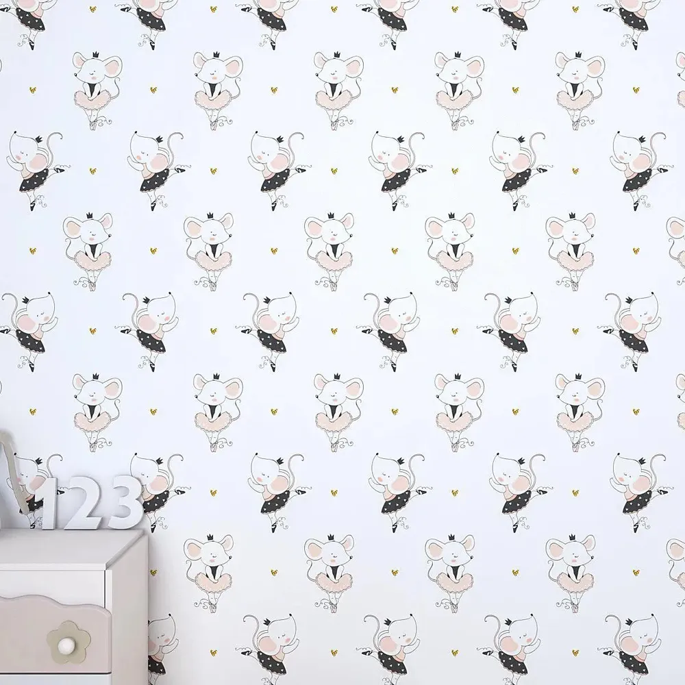 Cute Dancing Rat Kids Self Adhesive Wallpaper
