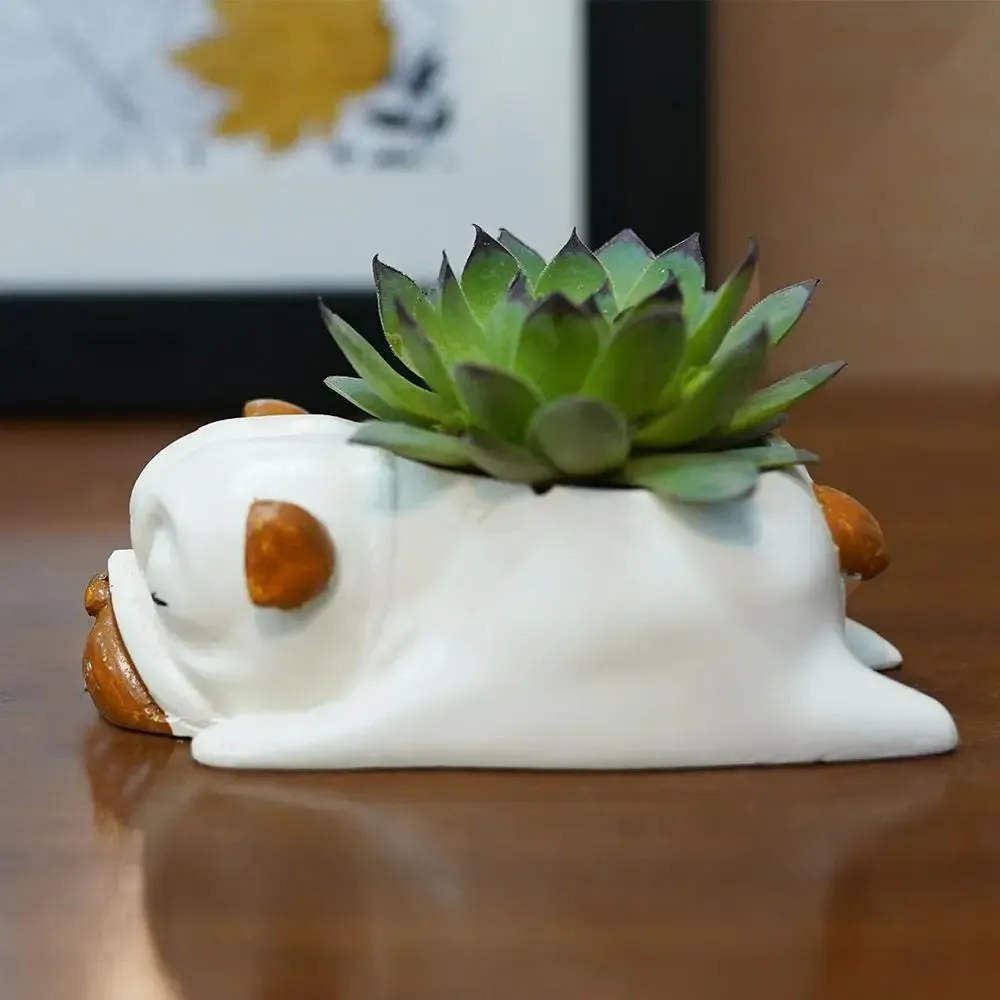 Cute Dog Desk Planter Flower Pot for Home Decor Set of 2