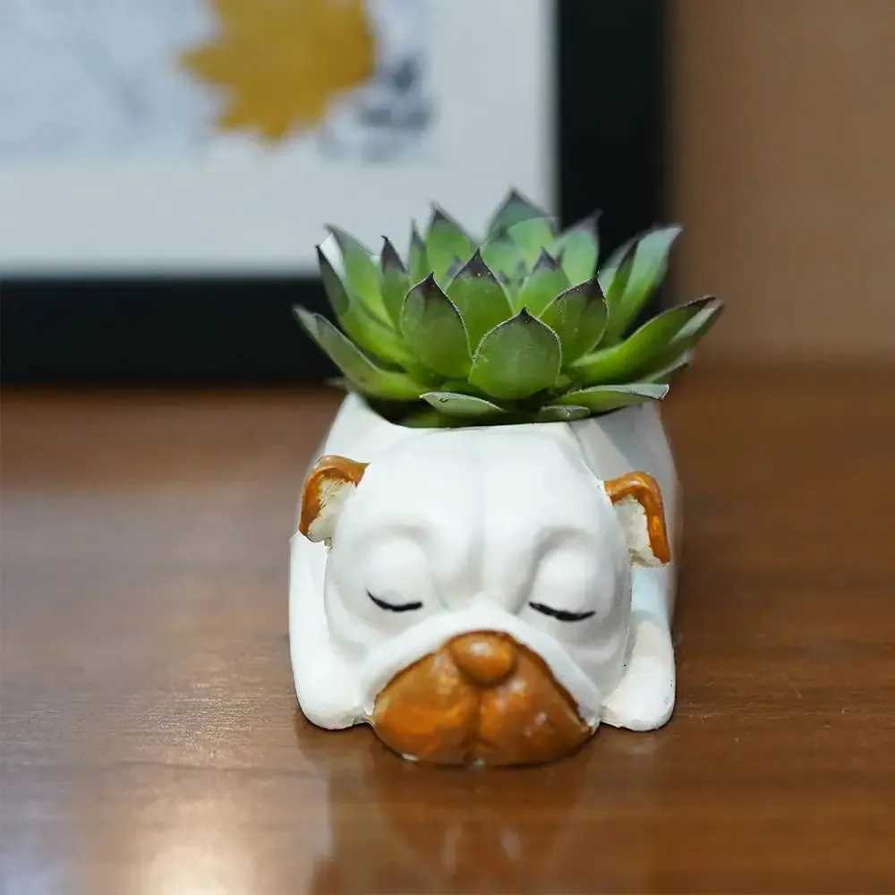 Cute Dog Desk Planter Flower Pot for Home Decor Set of 2