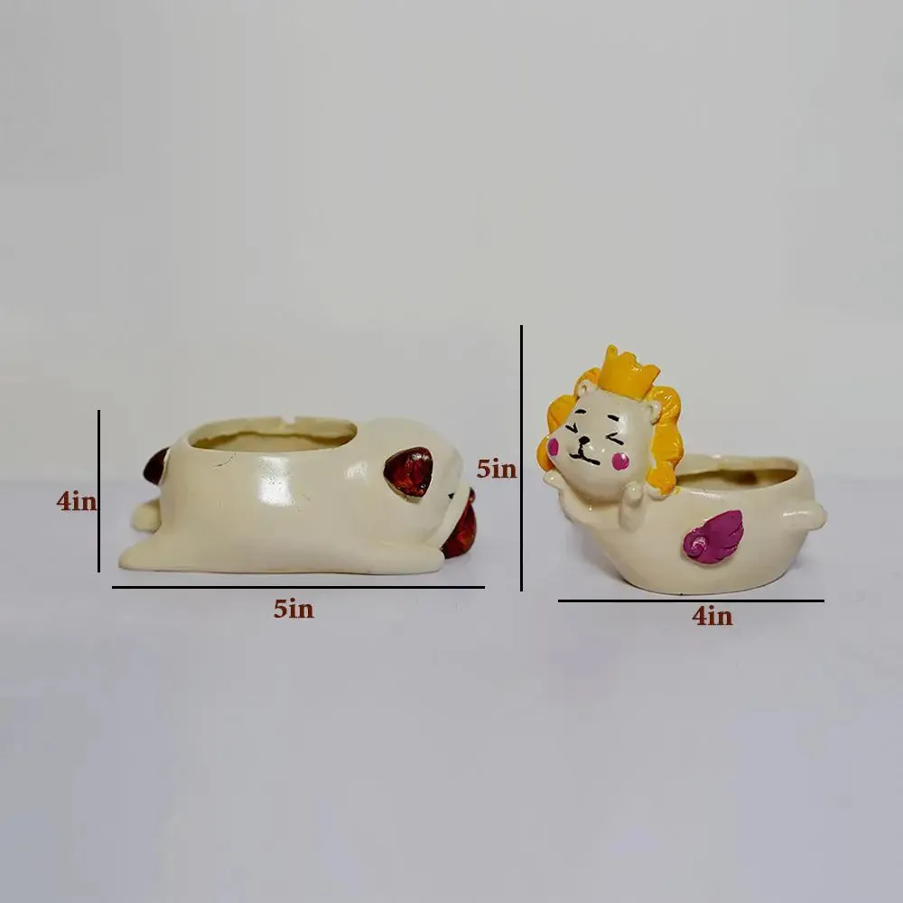 Cute Dog Desk Planter Flower Pot for Home Decor Set of 2