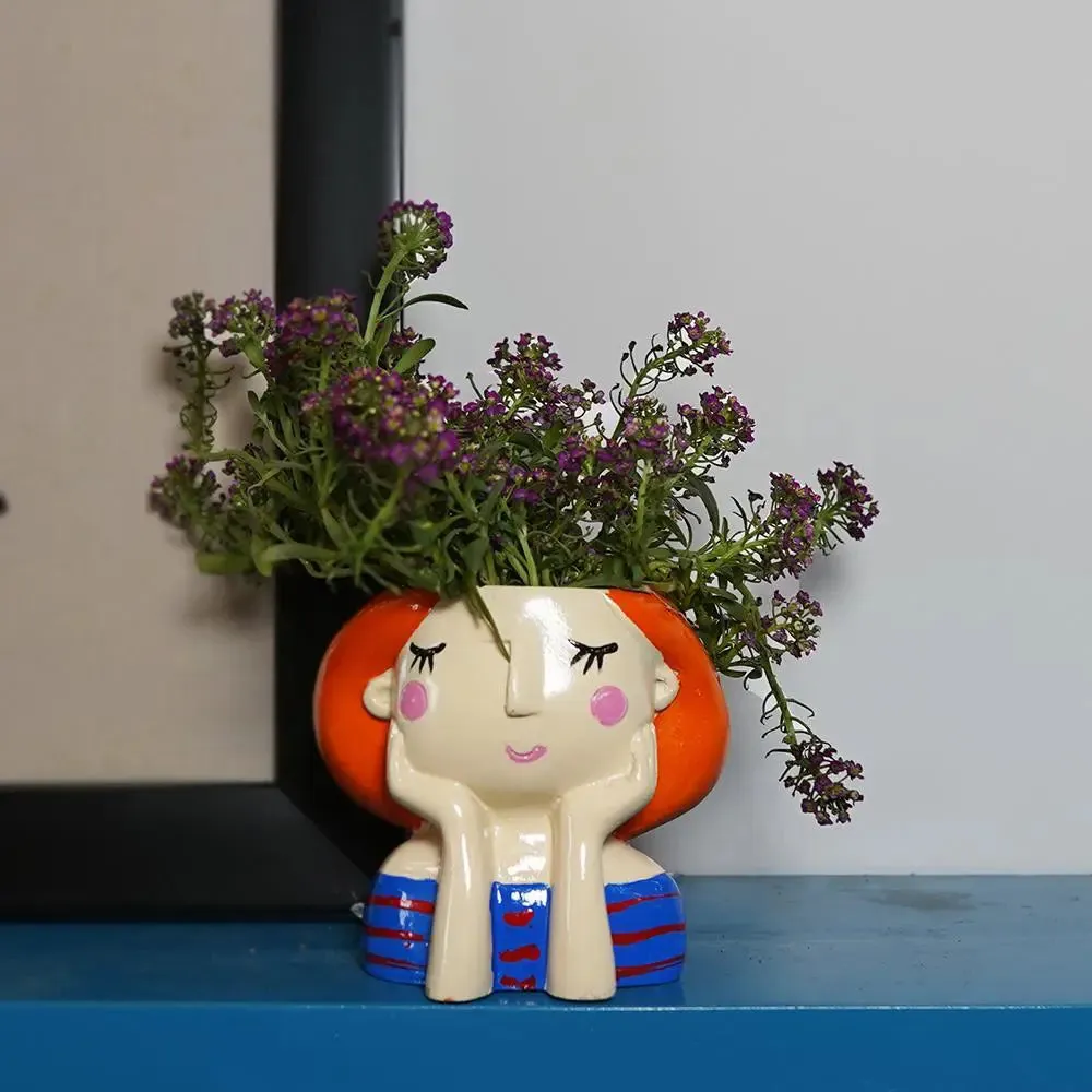 Cute Doll Family Desk Planter Flower Pot for Home Decor Set of 3