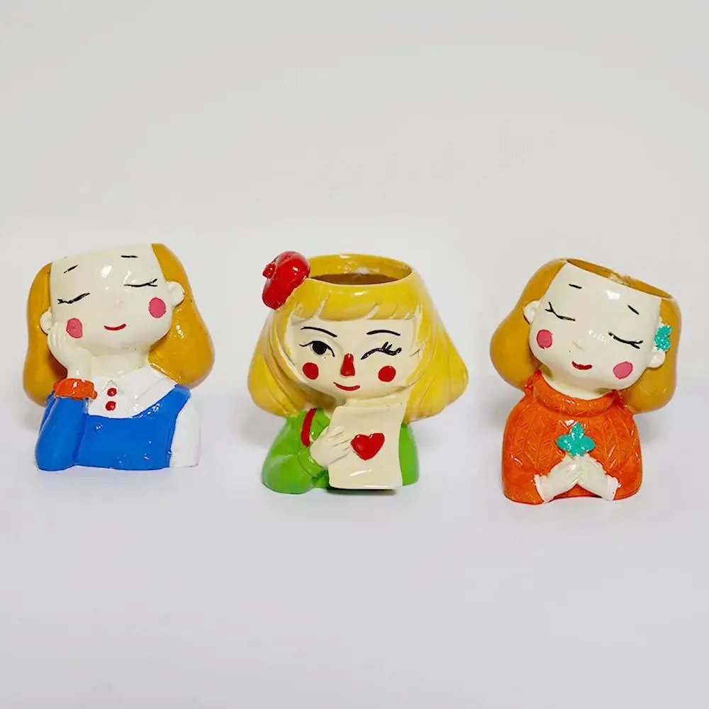 Cute Dolls Desk Planter Flower Pot for Home Decor Set of 3