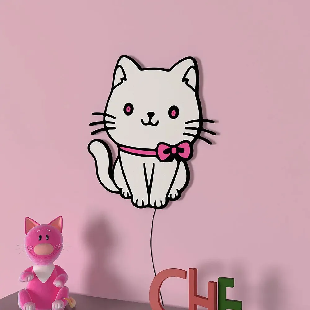 Cute Kitten Backlit Wooden Wall Décor