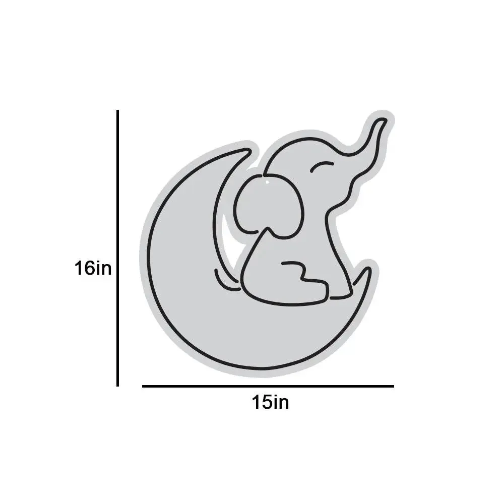 Cute Little Elephant Moon LED Neon Light (Available in multiple colors) Pink