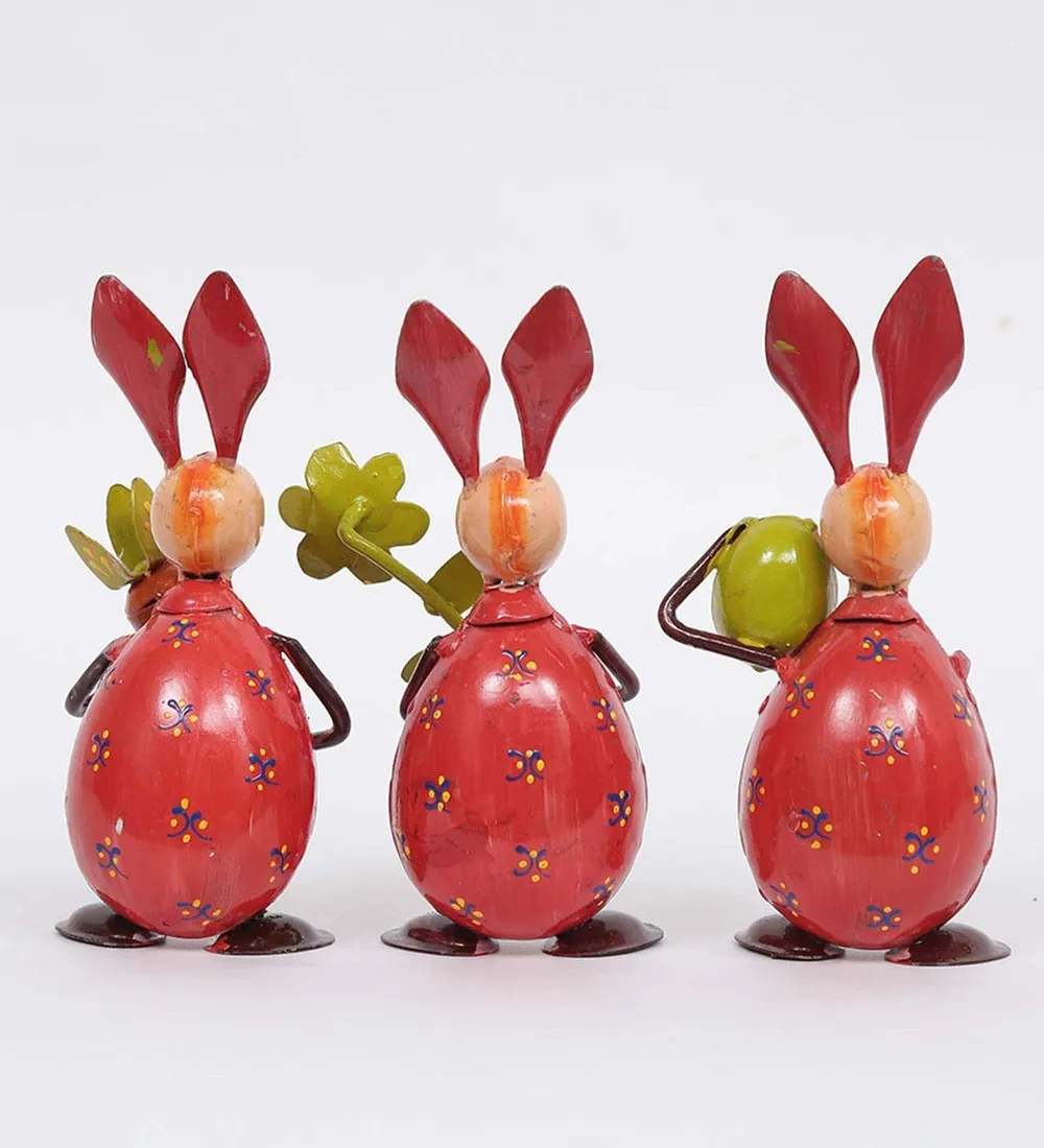 Cute Little Rabbit Eggs Animal Figurine / Showpiece Set Of 3