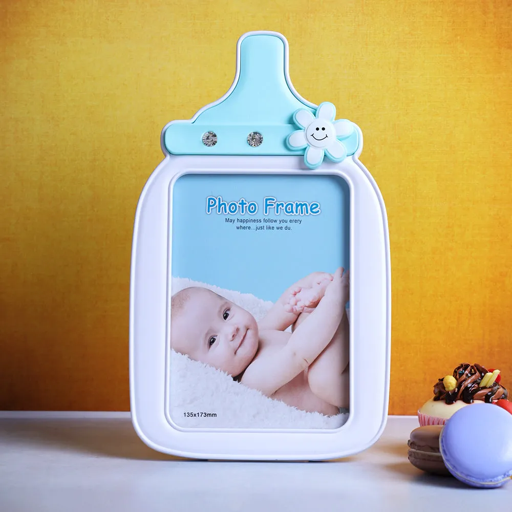 Cute Milk Bottle Blue Photo Frame