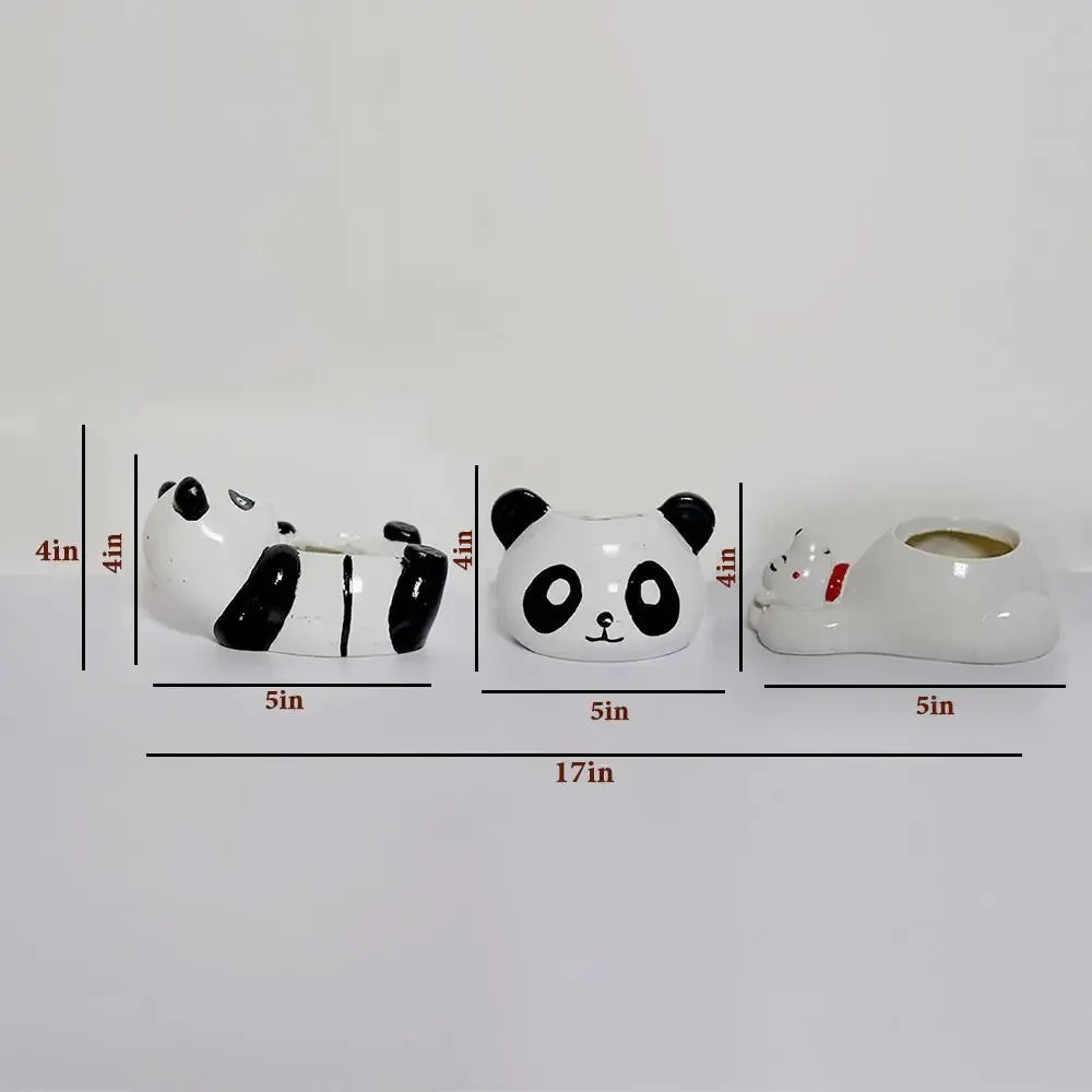 Cute Panda Desk Planter Flower Pot for Home Decor Set of 3