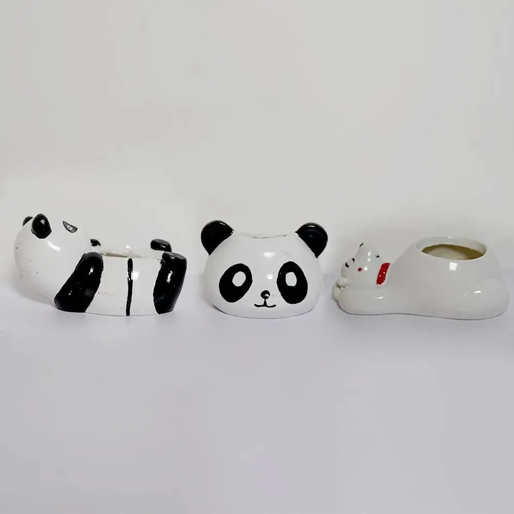 Cute Panda Desk Planter Flower Pot for Home Decor Set of 3