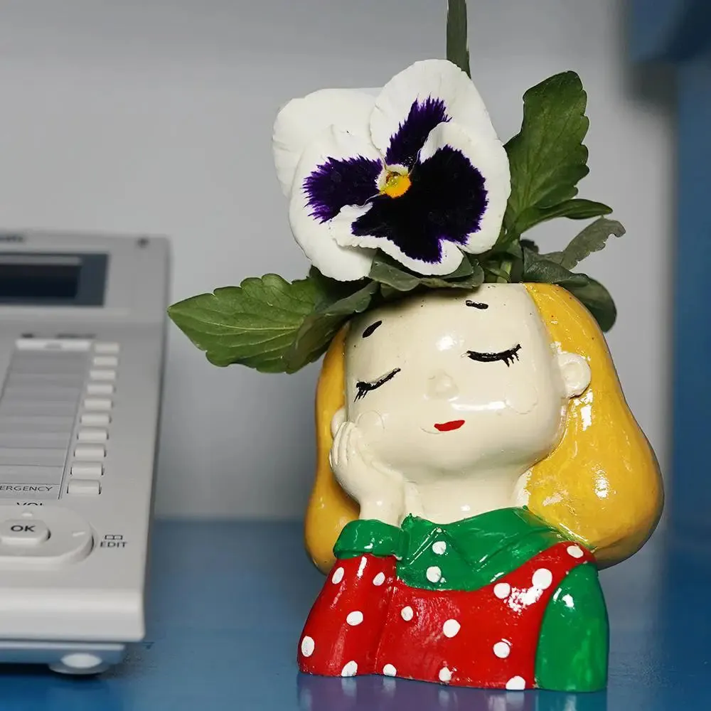 Cute Queen Family Desk Planter Flower Pot for Home Decor Set of 3