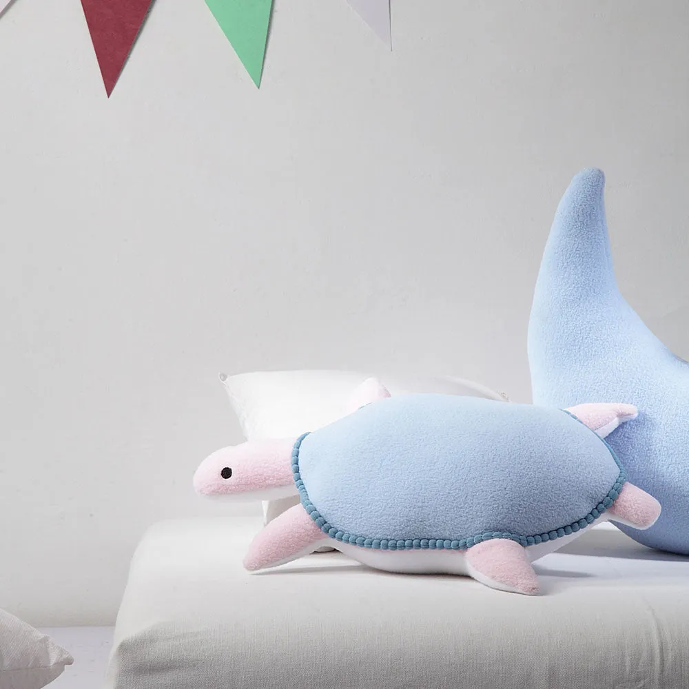 Cute Turtle Pink and Blue Kids 100% Cotton Cushion Cover Set Of 1