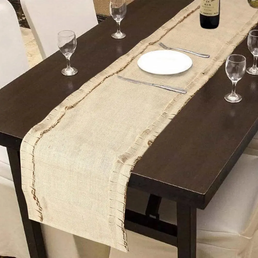 Cutting Edge Traditional Beige Jute Table Runner