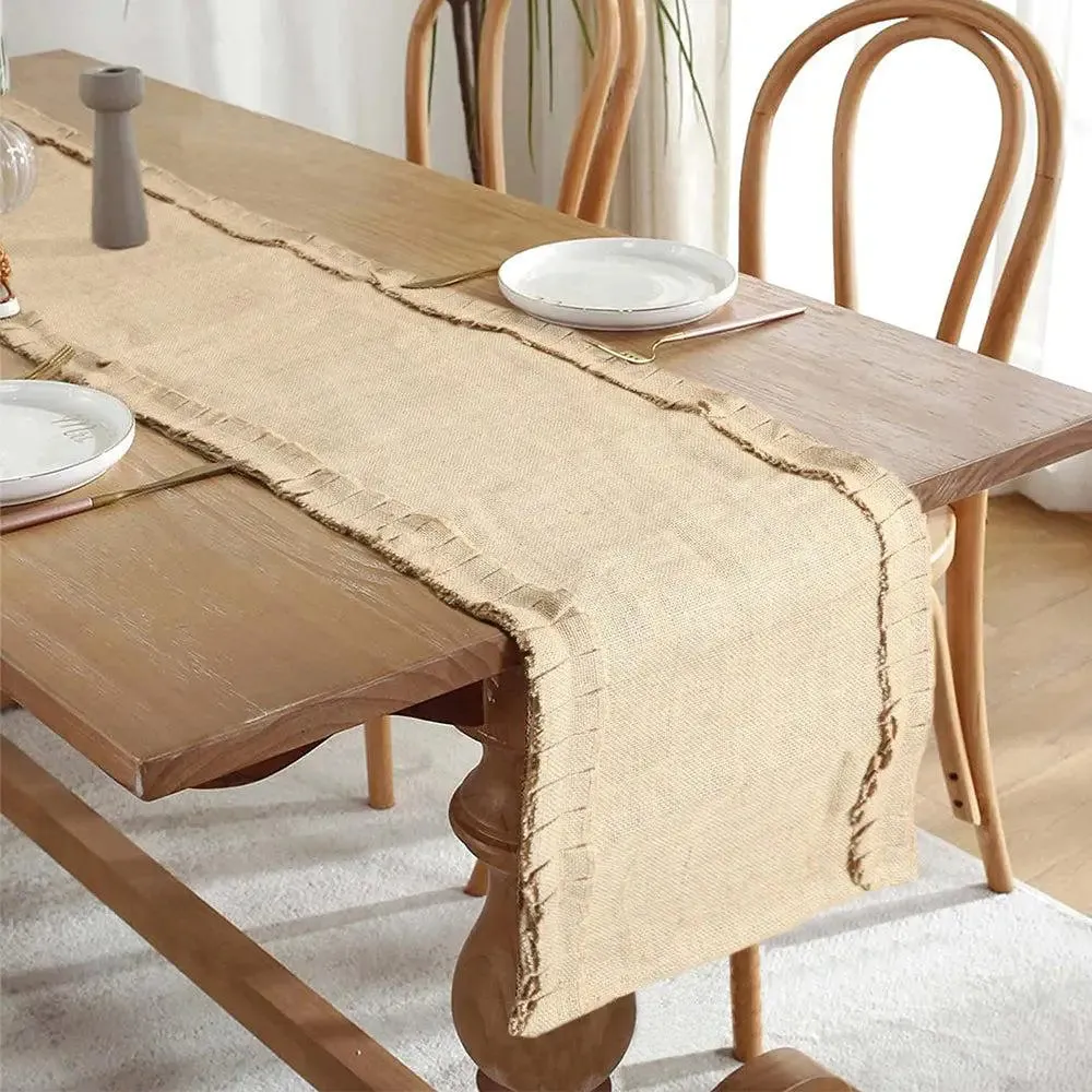 Cutting Edge Traditional Beige Jute Table Runner