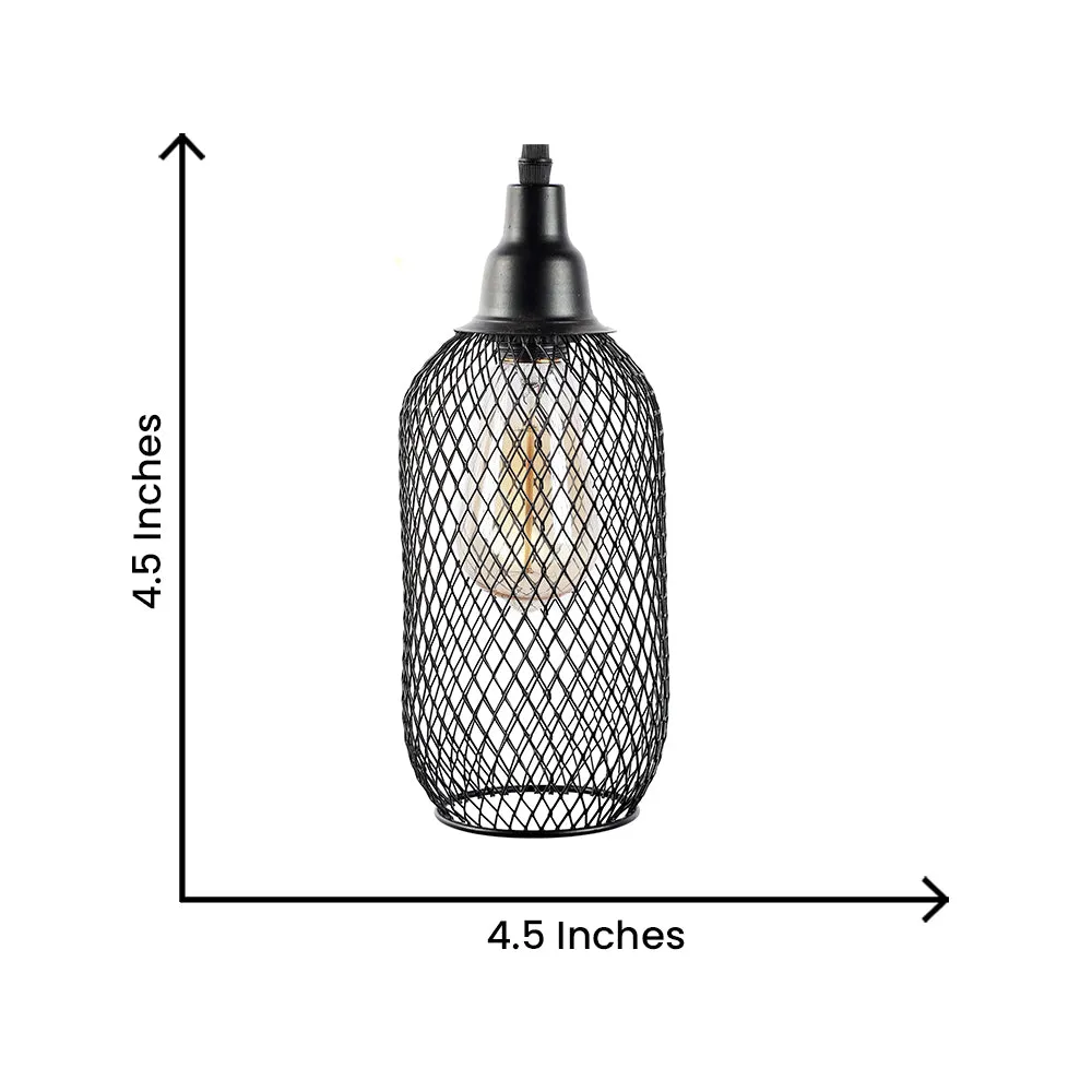 Cylindrical Black Caged Single Hanging Light