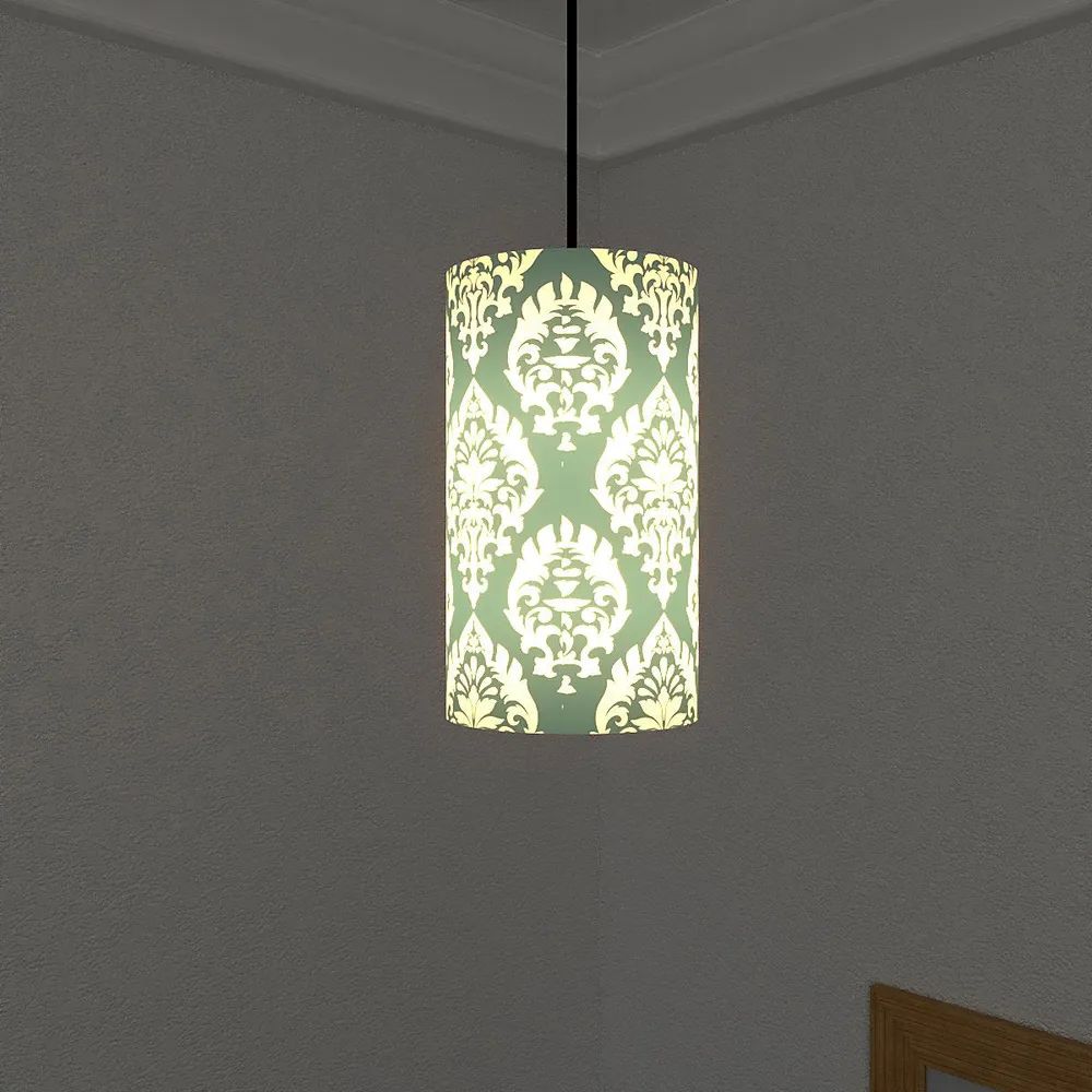 Cylindrical Classy Green Hanging Lamp