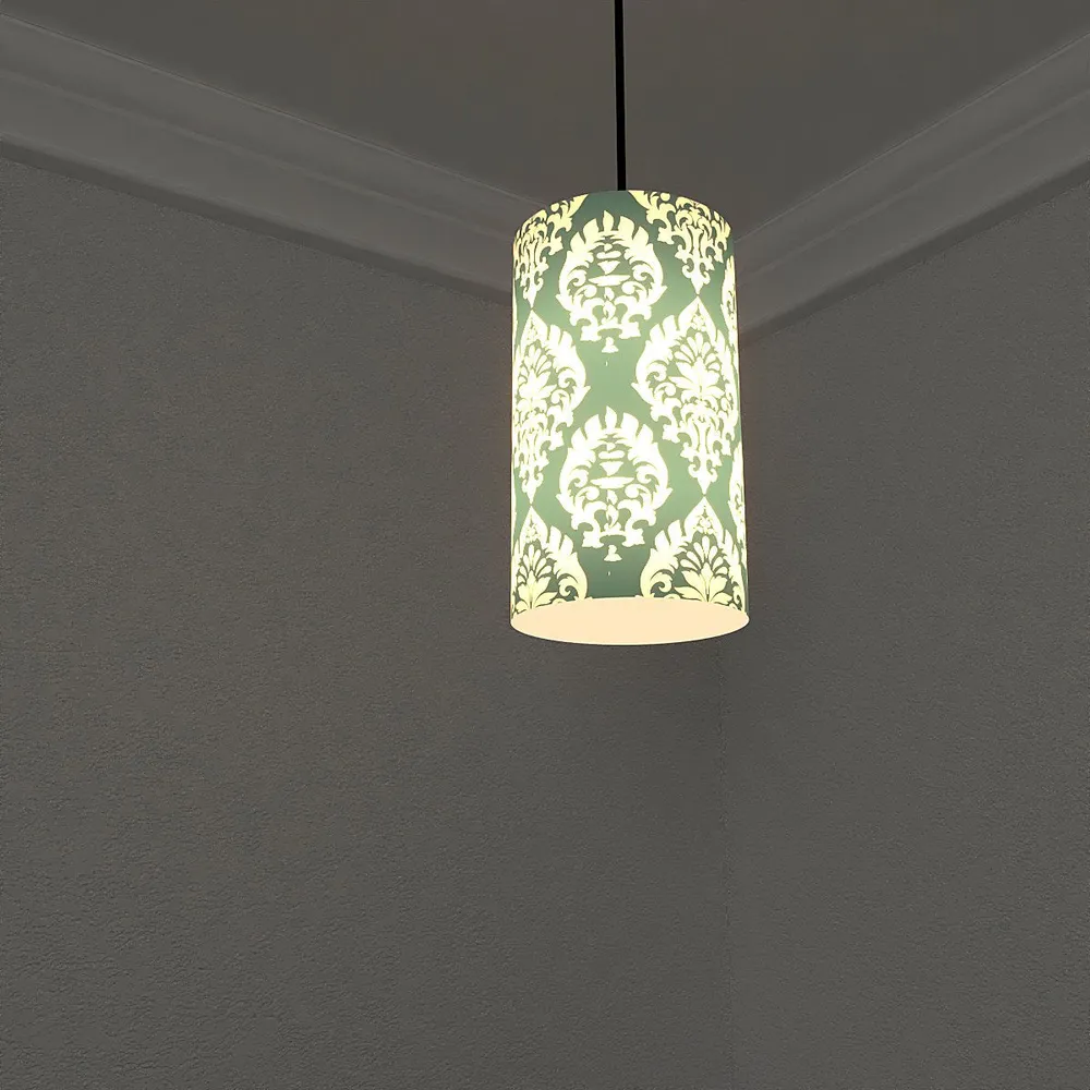 Cylindrical Classy Green Hanging Lamp