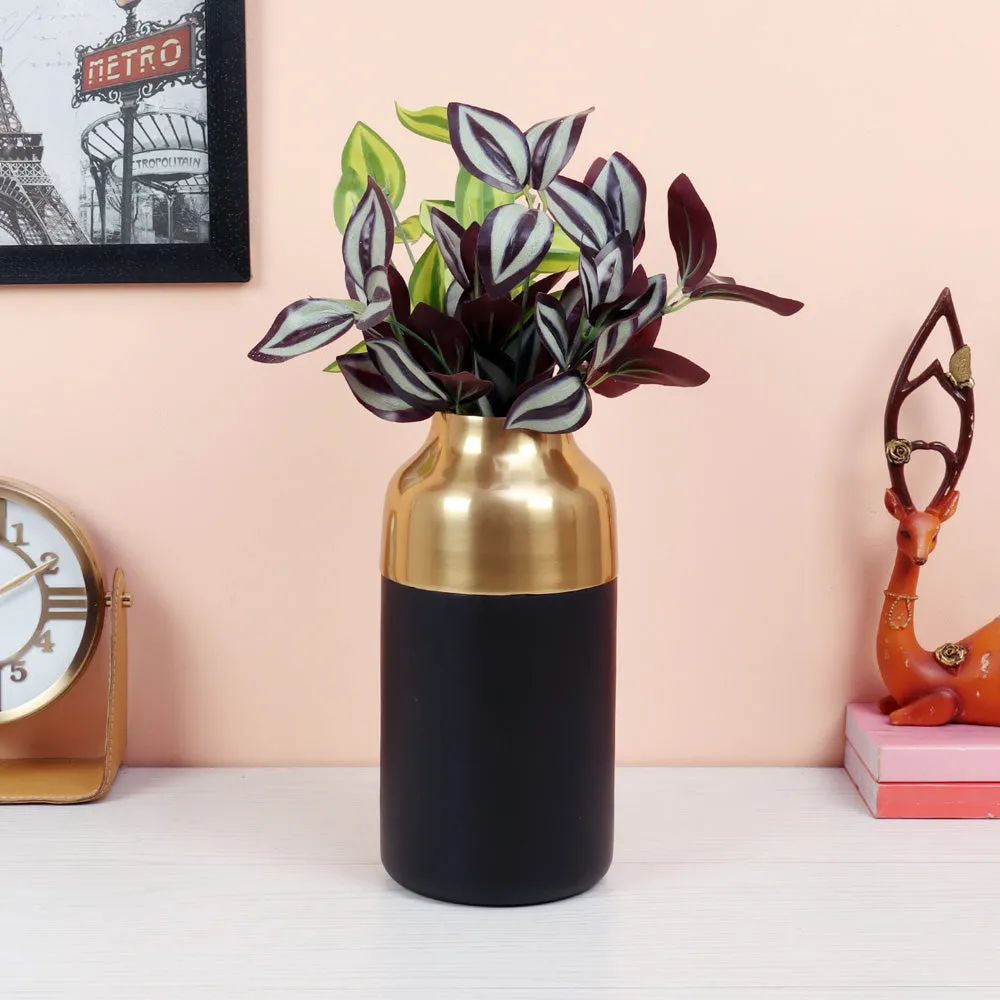 Cylindrical Deidra wood Golden & Black Vase - Large