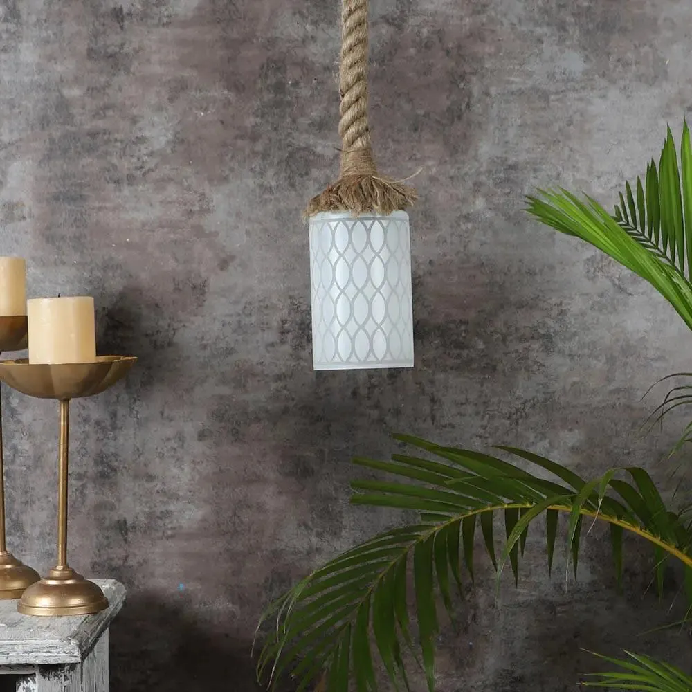 Cylindrical Warm Rope Hanging Light Single Piece