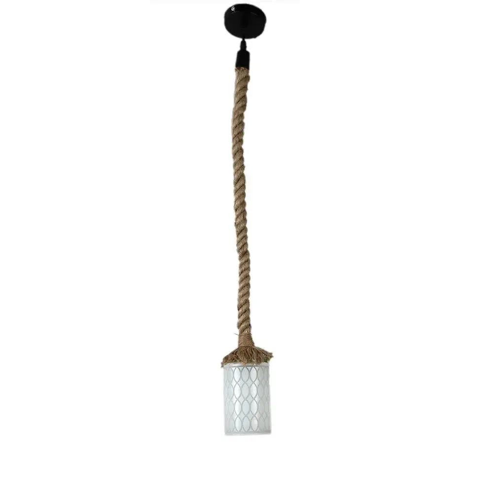 Cylindrical Warm Rope Hanging Light Single Piece