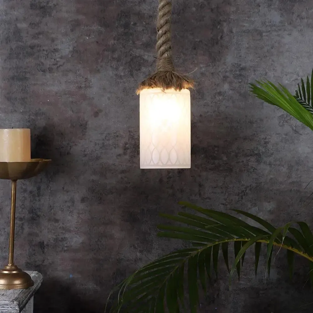 Cylindrical Warm Rope Hanging Light Single Piece